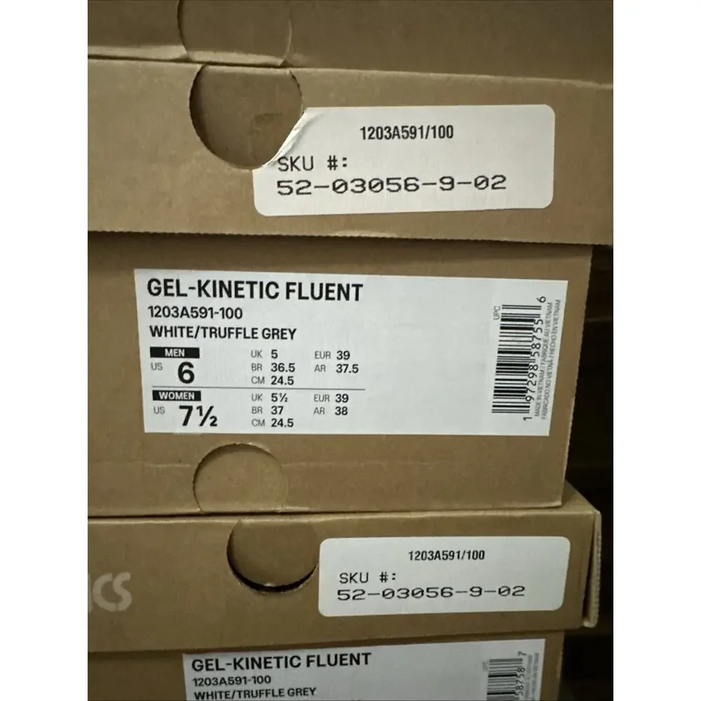 New Women's Size 7.5 Asics Gel-Kinetic Fluent White Truffle Grey 1203A591-100